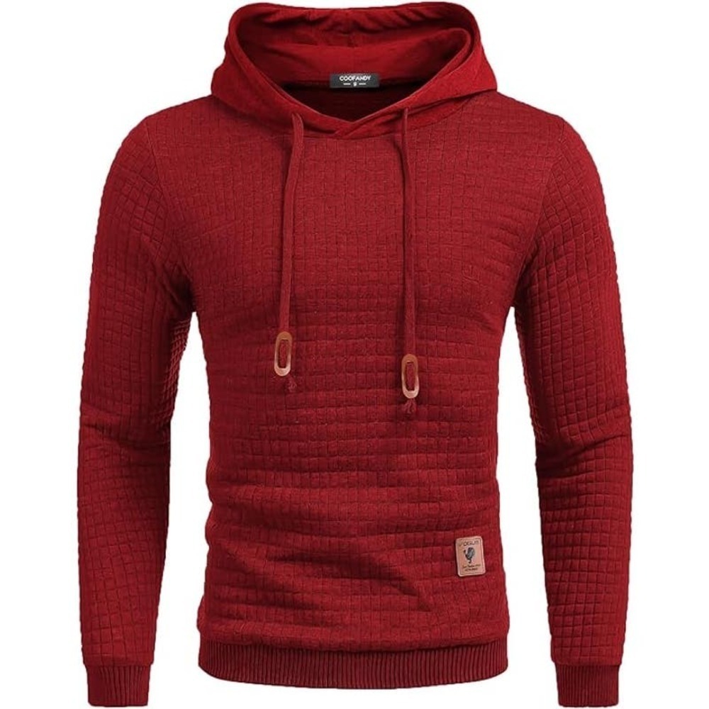 COOFANDY Mens Casual Waffle Hoodie in Red, Size M​​​​​
